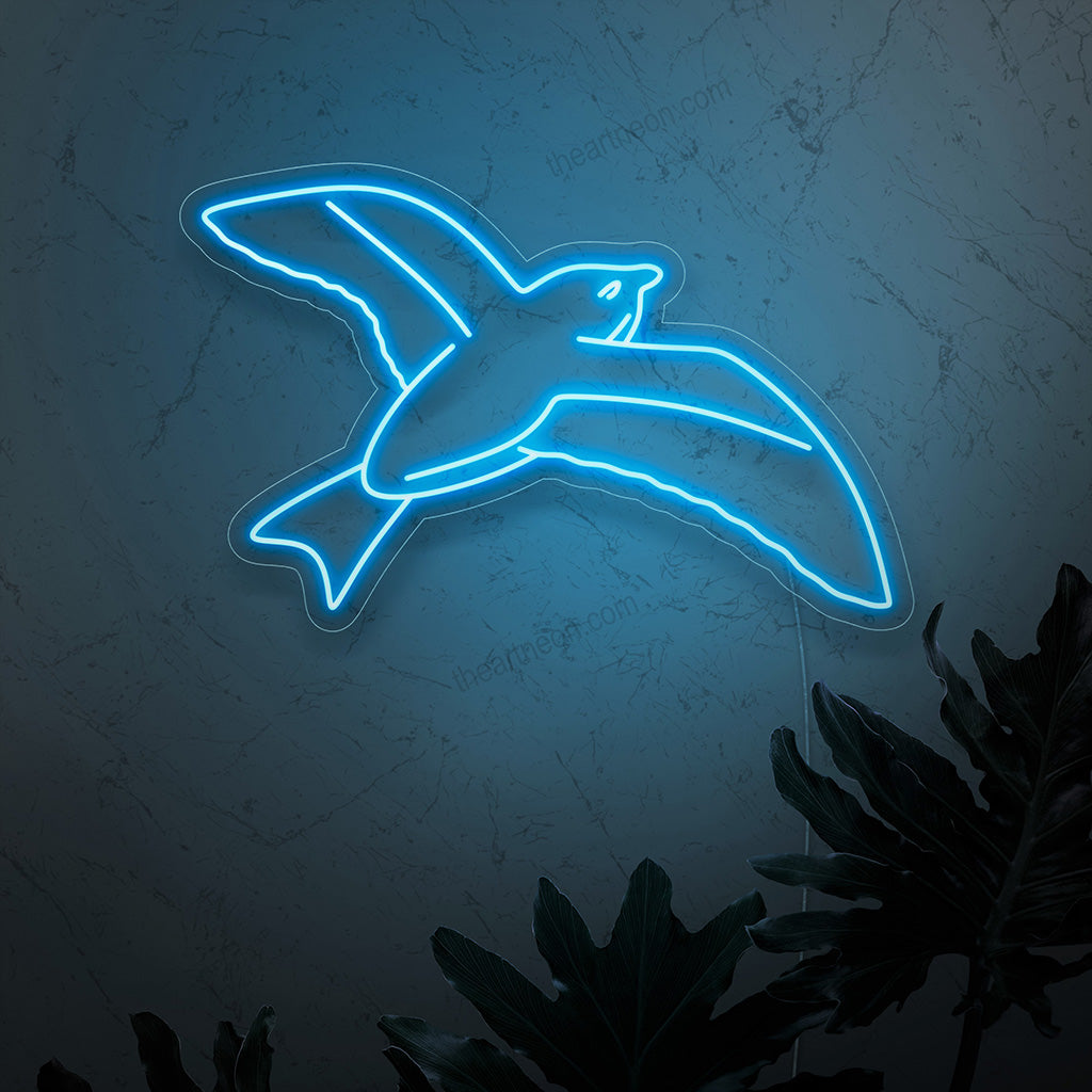"Placa de neon de pássaro em voo" - Uma elegante luz de neon com a silhueta de um pássaro em voo, trazendo elegância e liberdade inspiradas na natureza para o seu espaço de vida.