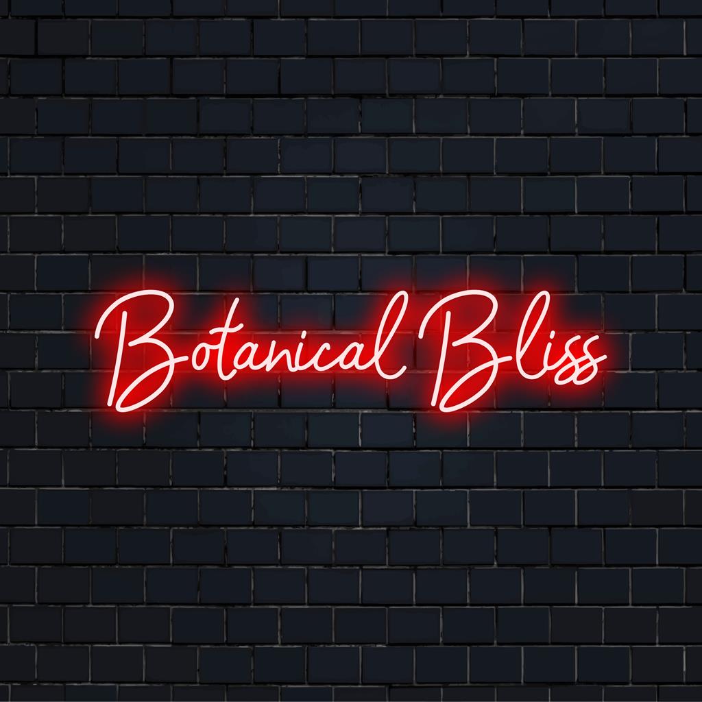 Placa de LED Neon Botanical Bliss com cores vibrantes; ideal para decoração personalizada com luz neon, valorizando qualquer espaço.