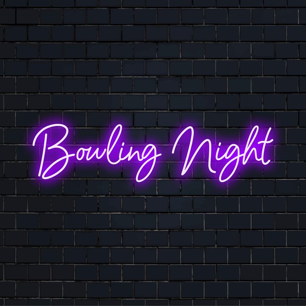 Placa de LED neon vibrante para noite de boliche; perfeita como decoração de luz neon personalizada para salas de jogos ou locais de entretenimento.