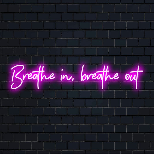 Letreiro de LED neon personalizado com os dizeres "Inspire, Expire", perfeito para adicionar um brilho relaxante a qualquer ambiente. Decoração com luzes neon.