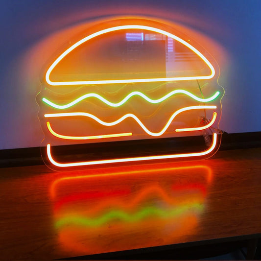 Placa de Neon de Hambúrguer