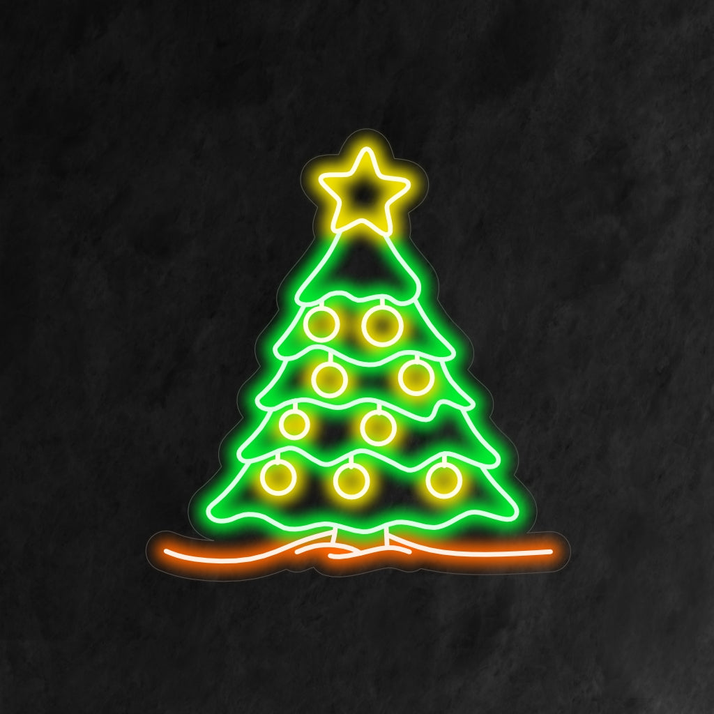 "Árvore de Natal com Letreiro Neon de Estrela" é uma adição festiva e clássica ao seu interior com tema natalino. Uma luz neon que captura a magia de uma árvore de Natal decorada.