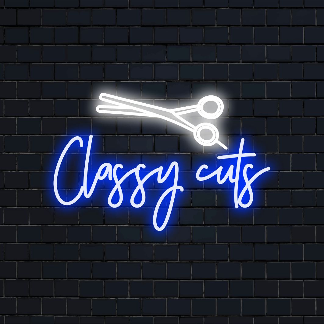 Custom LED neon sign with an elegant mix of text and graphics, perfect for chic and modern wall decor.