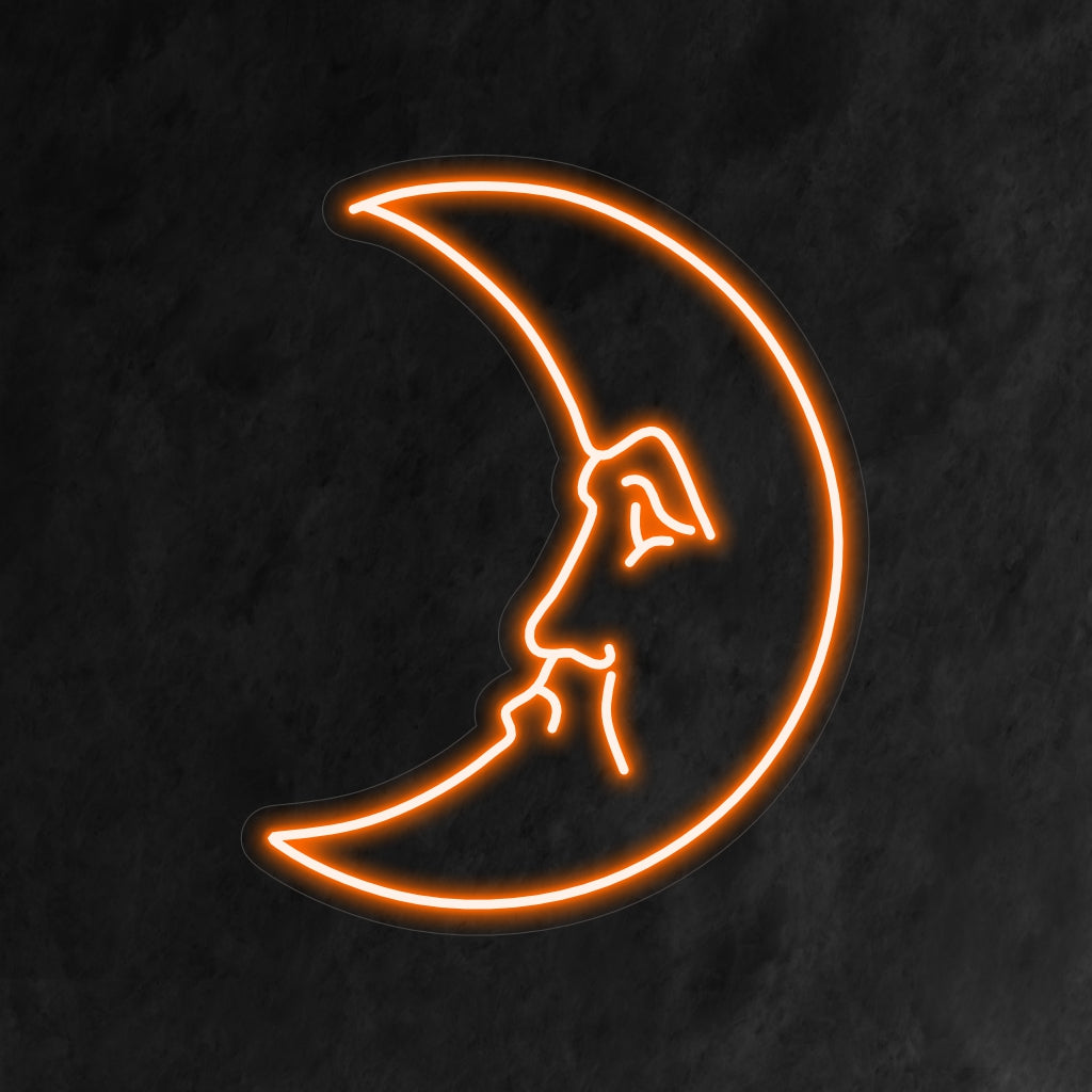 "Placa de néon crescente" ��� Uma luz de néon celestial e elegante que exibe o icônico design de lua crescente, infundindo seu espaço com serenidade e charme encantador.