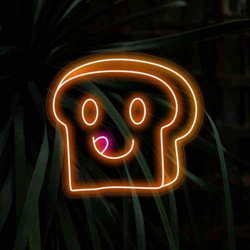 "Placa de neon fofa de pão torrado" ��� Uma luz de neon encantadora e peculiar que infundirá charme e aconchego fantástico ao seu espaço.