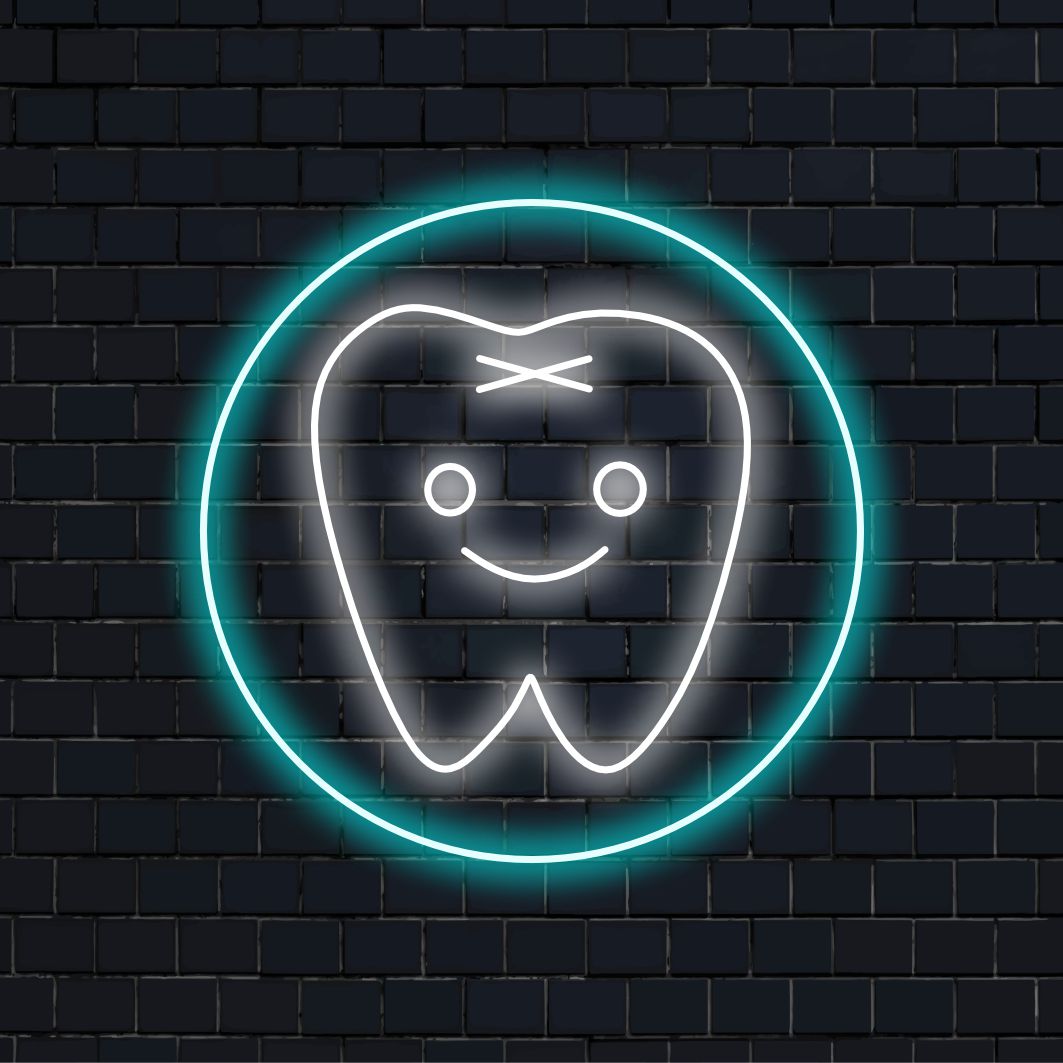 O letreiro neon "Cute Tooth" acende com um brilho neon, dando ao seu consultório odontológico um ambiente lúdico e amigável, ideal para criar uma atmosfera acolhedora para as crianças.
