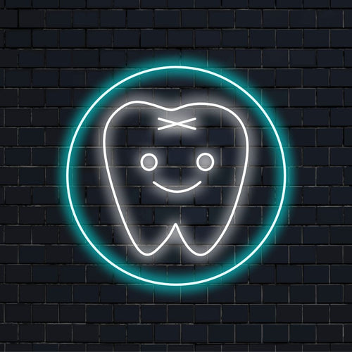 O letreiro neon "Cute Tooth" acende com um brilho neon, dando ao seu consultório odontológico um ambiente lúdico e amigável, ideal para criar uma atmosfera acolhedora para as crianças.