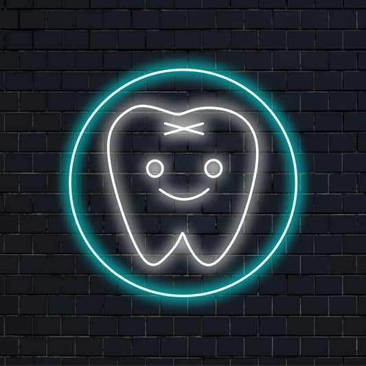 "Cute Tooth Neon Sign" lights up with a neon glow, infusing your dental clinique space with a playful and friendly ambience, ideal for creating a welcoming atmosphere for kids.