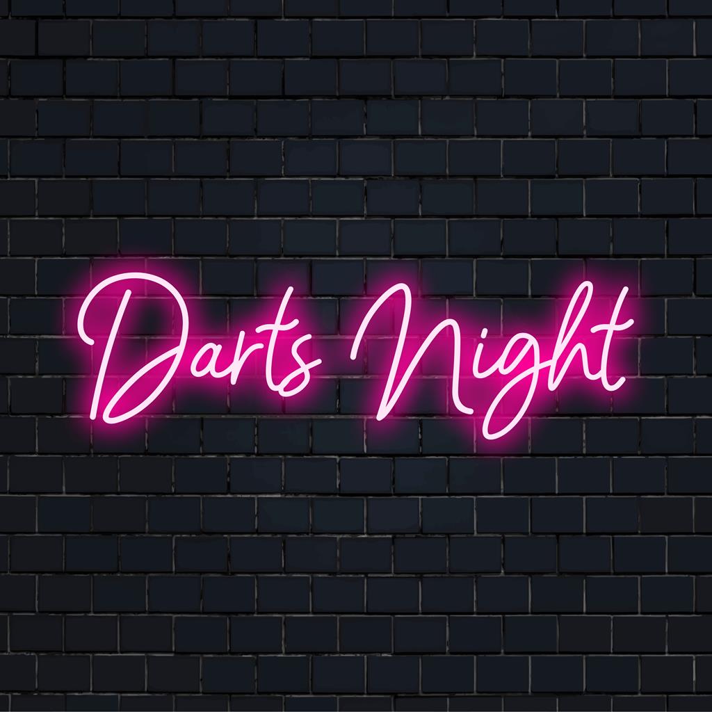 Tipo de design indefinido Placa de LED neon com as palavras Darts Nights, ideal para salas de jogos, adiciona um brilho lúdico a qualquer espaço.