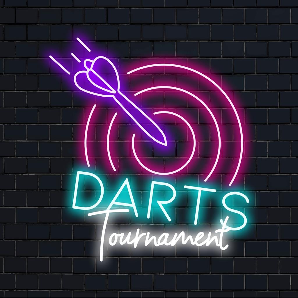 Placa de LED neon personalizada com um vibrante motivo de dardo verde, perfeita para decoração de salas de jogos e entusiastas de arte de parede neon.