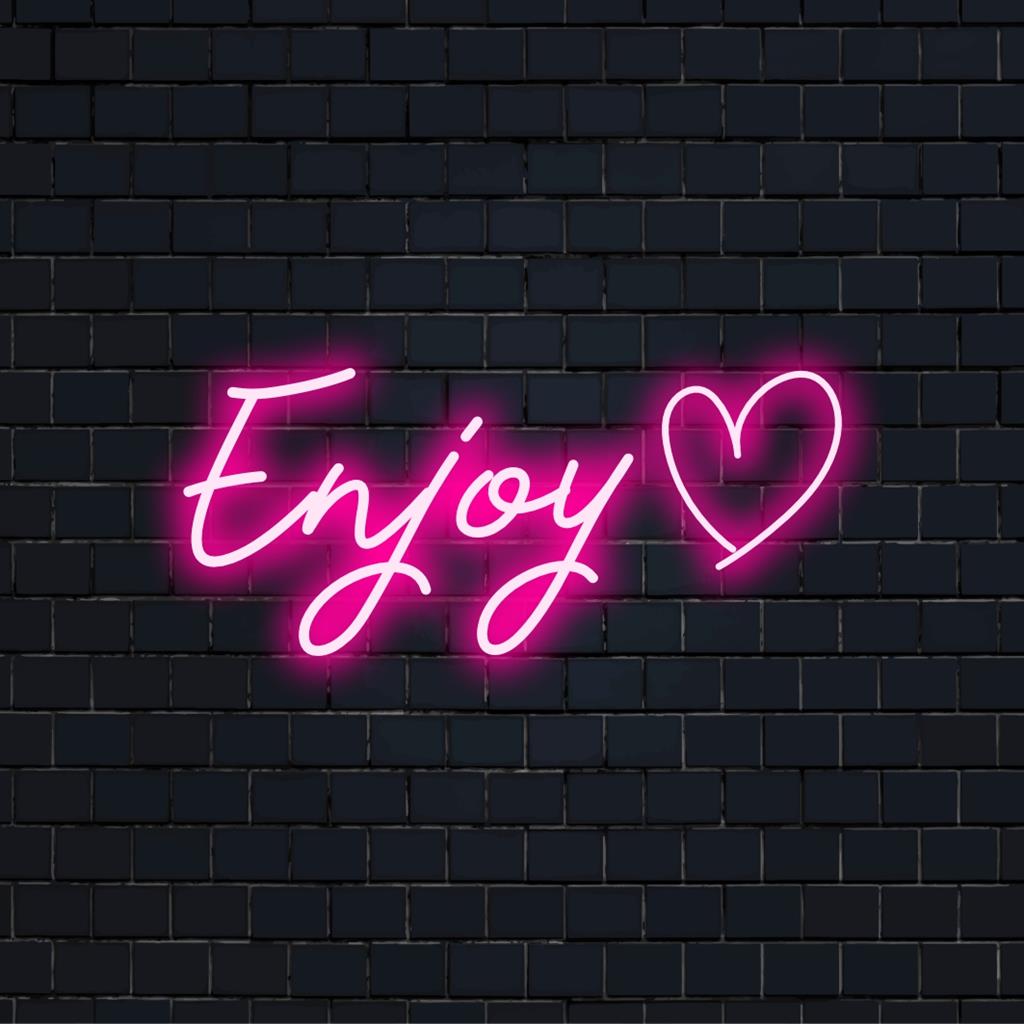 Letreiro LED neon com leitura Aproveite, decoração de luz personalizada perfeita para um ambiente moderno e convidativo.