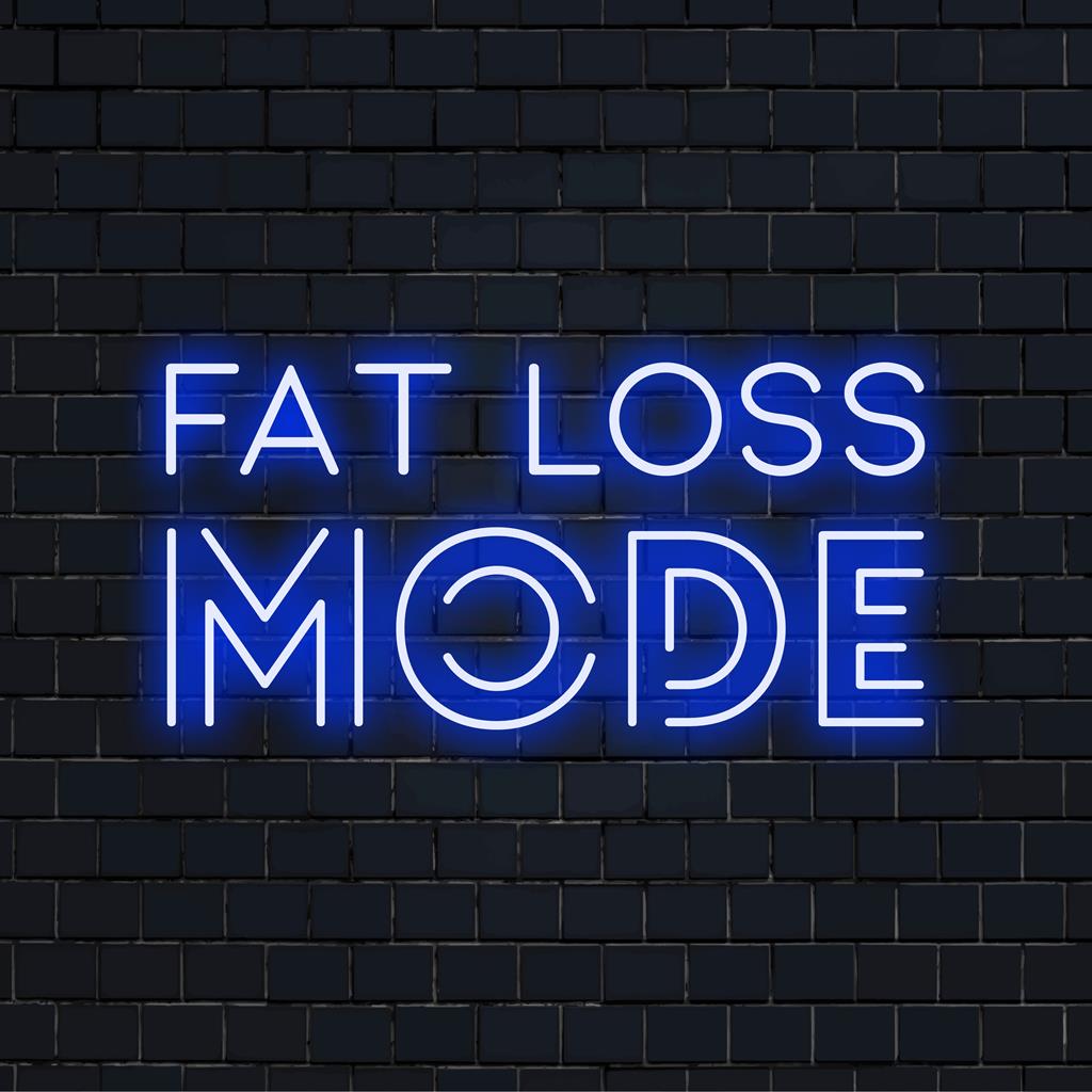 Letreiro de LED neon personalizado iluminando o Modo Perda de Gordura, perfeito para motivação fitness. Arte de parede neon, decoração de LED personalizada.