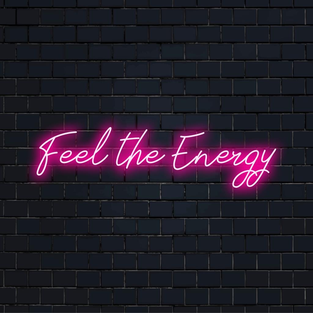 A placa de neon LED personalizada Feel The Energy acrescenta uma decoração de luz vibrante a qualquer espaço, ideal para entusiastas de arte moderna.