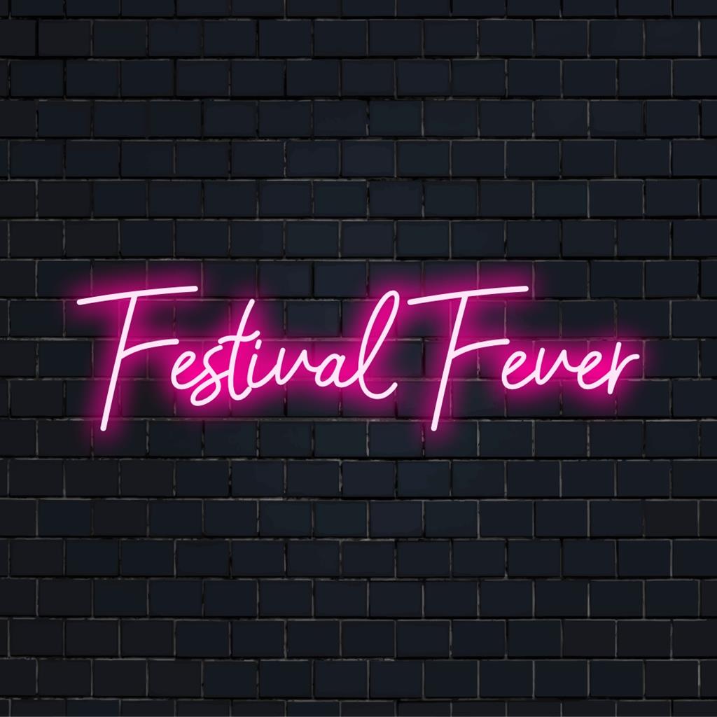 A placa de LED neon personalizada, intitulada Festival Fever, apresenta tons vibrantes e formas dinâmicas, aprimorando qualquer espaço com um toque de decoração neon.
