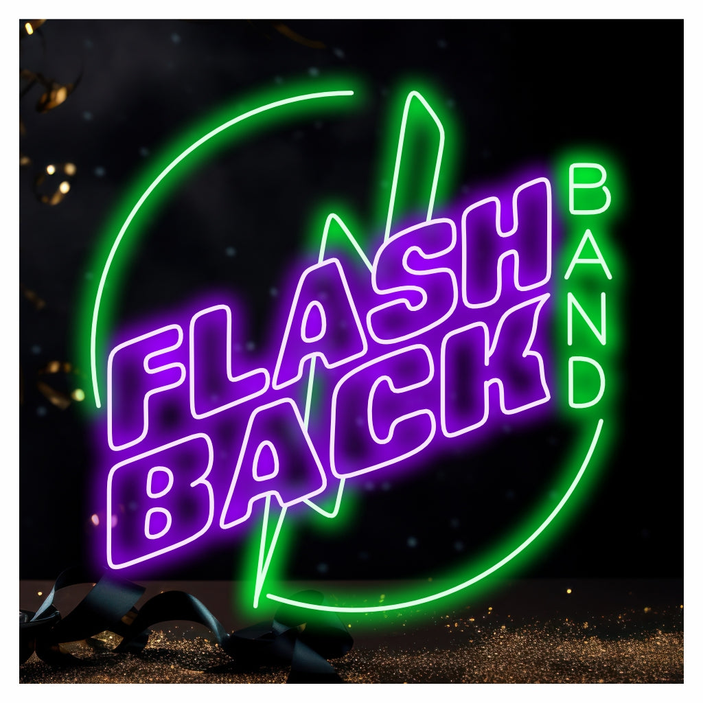 Placa de neon da banda Flash Back com caixa acolchoada especial - The Art Neon
