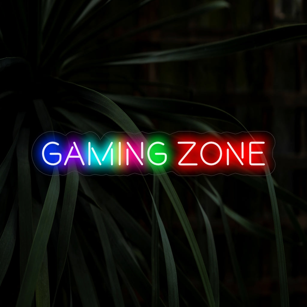 "Placa de neon para zona de jogos" - Pulsando com a energia do jogo, um complemento essencial para salas de jogos e espaços de entretenimento, criando uma zona dedicada para experiências de jogo imersivas.