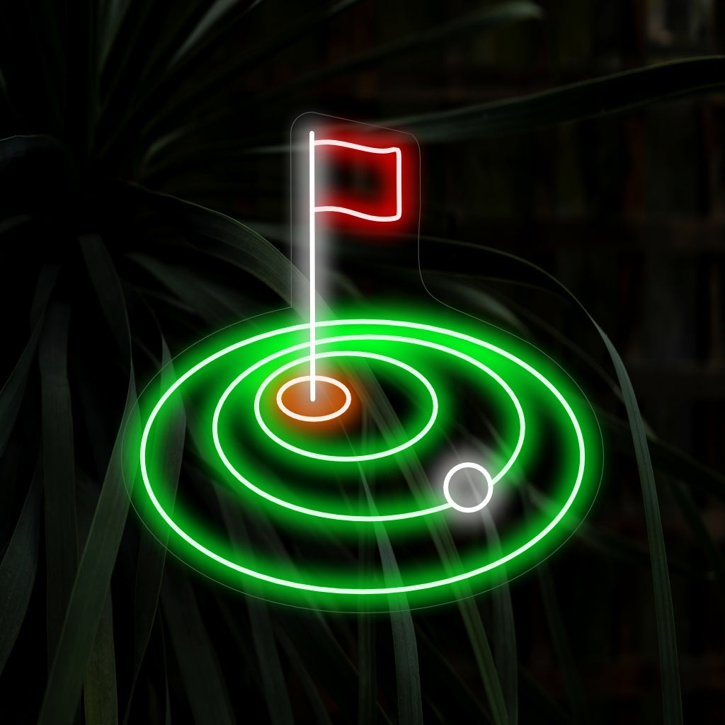 "Golf Hole Neon Sign" - Radiating with the spirit of the game, perfect for golf-themed spaces and sports bars, celebrating the love of golf and the thrill of the perfect hole.