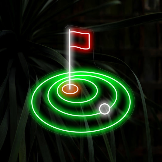 "Golf Hole Neon Sign" - Radiating with the spirit of the game, perfect for golf-themed spaces and sports bars, celebrating the love of golf and the thrill of the perfect hole.