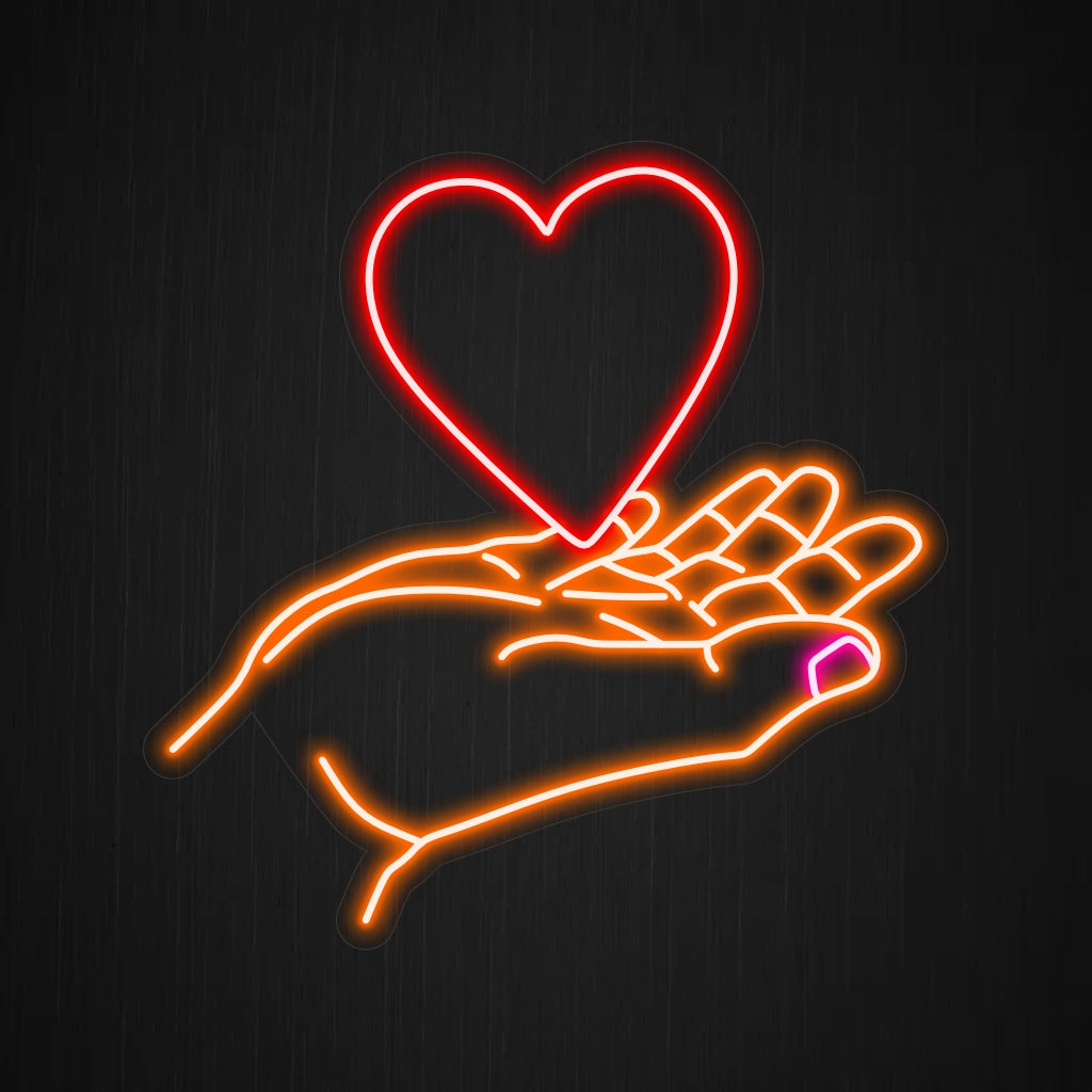 "Placa de neon com um punhado de corações" - Exala uma vibração romântica e afetuosa, perfeita para espaços que enfatizam o amor e os relacionamentos, criando uma atmosfera acolhedora e convidativa.