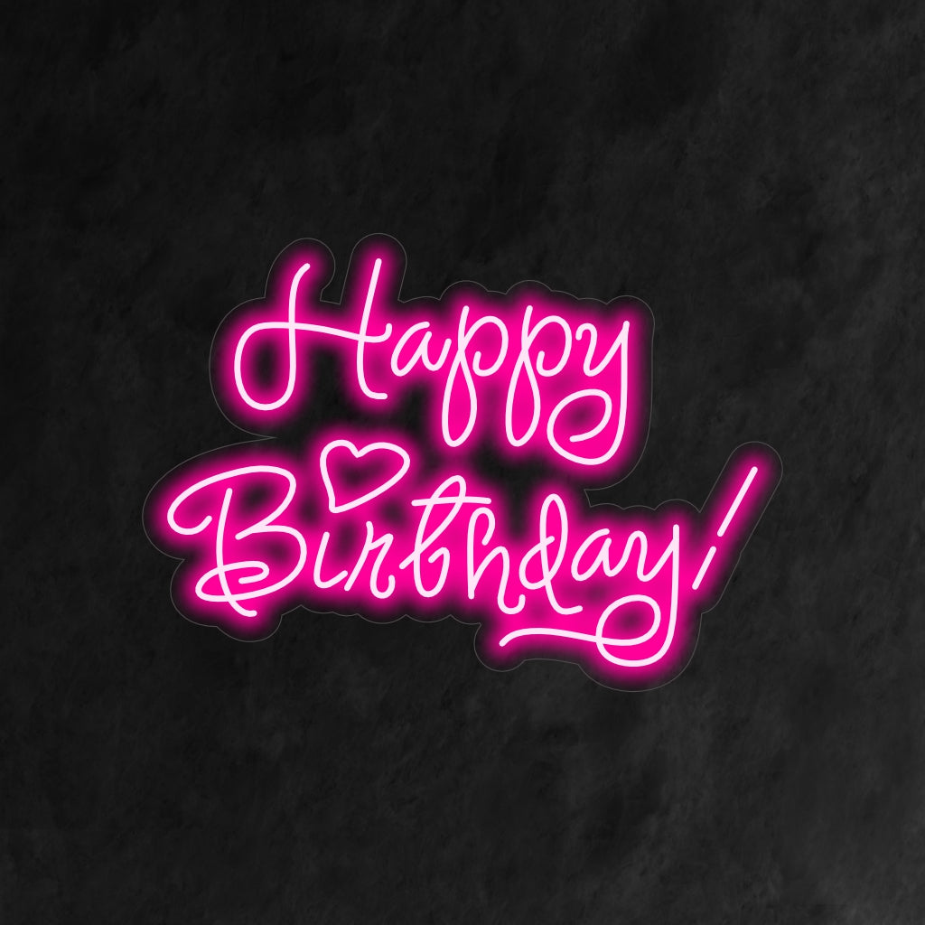 "Placa de neon de Feliz Aniversário com Coração" é uma adição festiva e comemorativa ao seu ambiente com tema de comemoração. Uma luz neon que adiciona um toque de aconchego às festividades de aniversário.