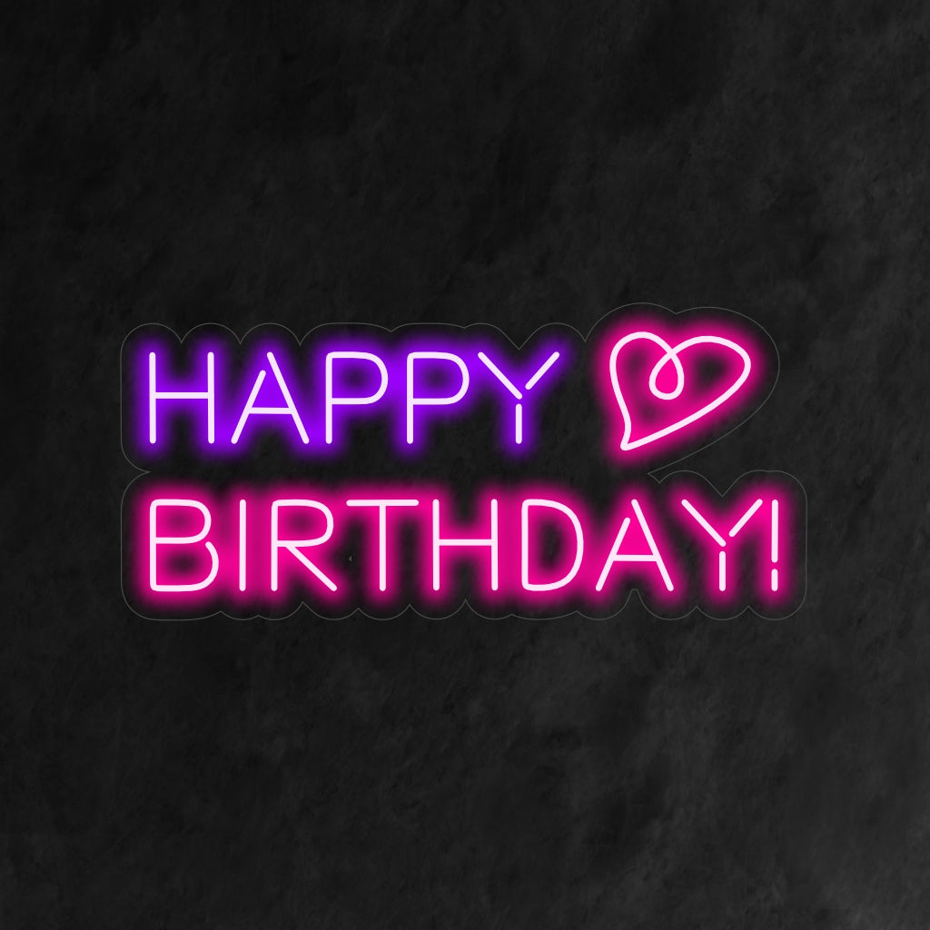 "Placa de neon com Feliz Aniversário e Coração" é uma adição emocionante e festiva ao seu ambiente com tema de celebração. Uma luz neon que transmite os melhores desejos em aniversários.