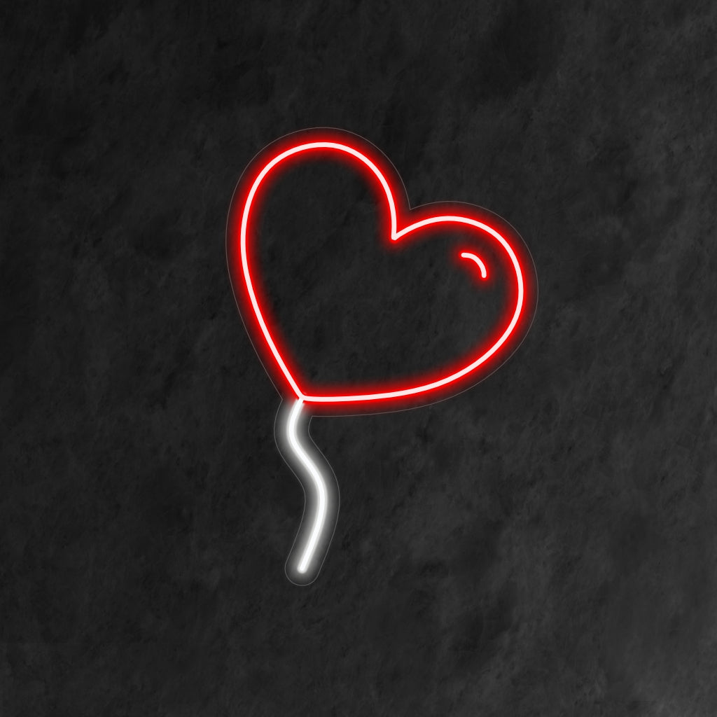 "Placa de neon em forma de balão de coração" - Adiciona um toque de romance e celebração, perfeita para eventos, festas ou qualquer espaço onde o amor e a alegria estejam no ar.