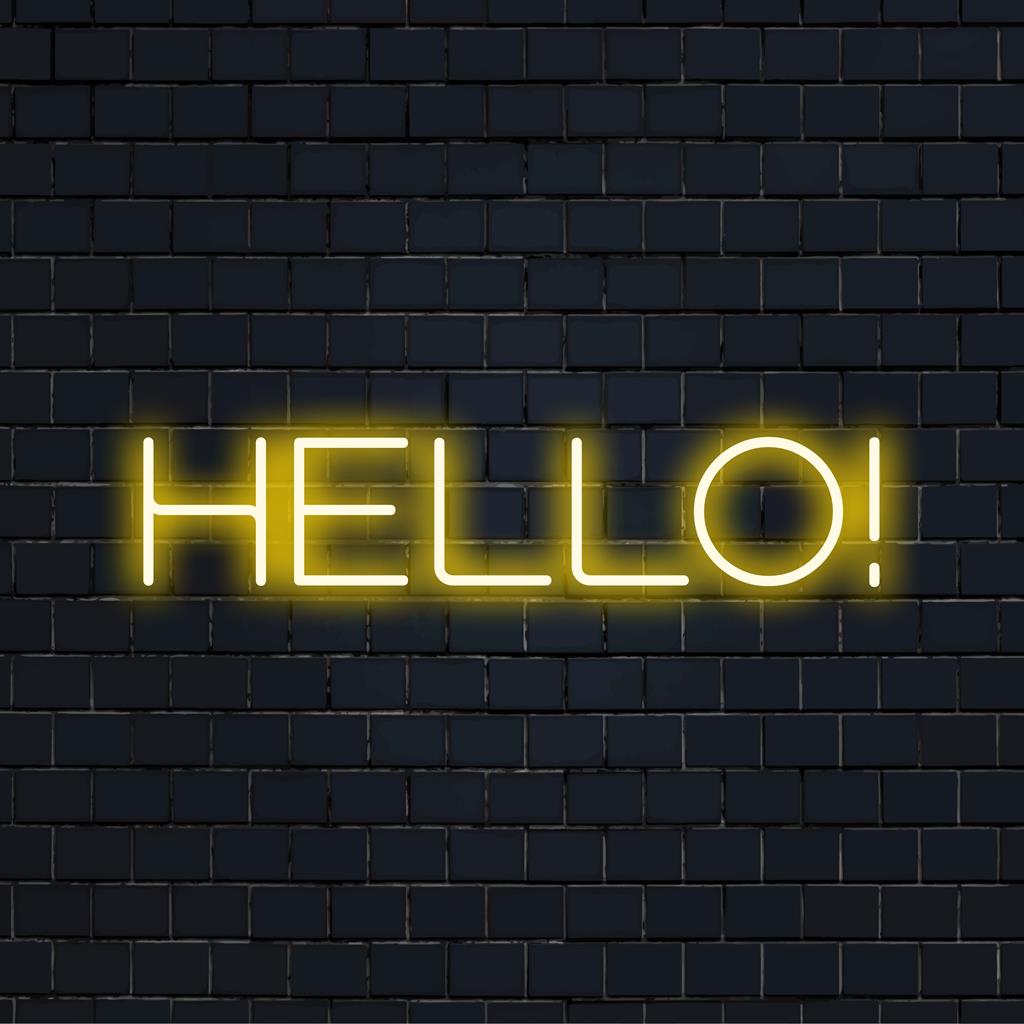 Letreiro de LED vibrante Hello!, que une estilo e funcionalidade. Perfeito para decoração de casa ou empresa. Um deleite com luz neon personalizada.