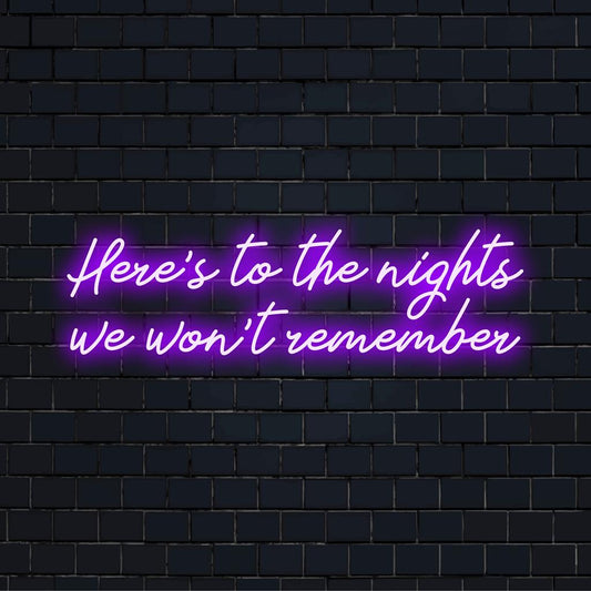 Custom LED neon sign celebrating unforgettable nights; vibrant wall art that adds a cozy glow to any space.