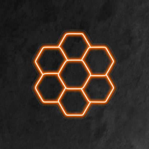 "Honeycomb Neon Sign" - A sweet and stylish addition for honey-themed cafes and dessert shops, featuring the intricate pattern of honeycombs for an elegant and warm atmosphere.