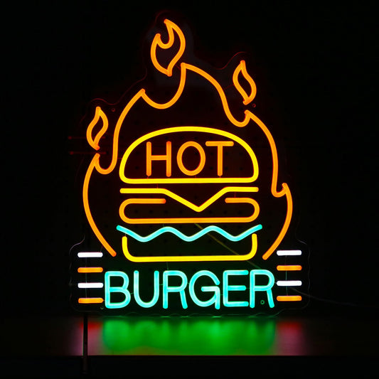 Placa de Neon Hot Burger