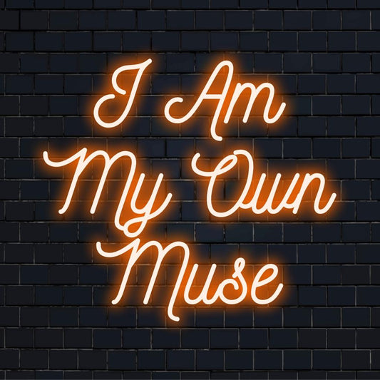 Vibrant LED neon sign reading I Am My Own Music, perfect as personalized neon quote or custom neon wall art decor.