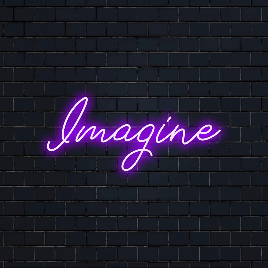 Letreiro de LED neon vibrante da Imagine, perfeito para decoração de parede personalizada e design criativo de iluminação. Trabalho artesanal personalizado.