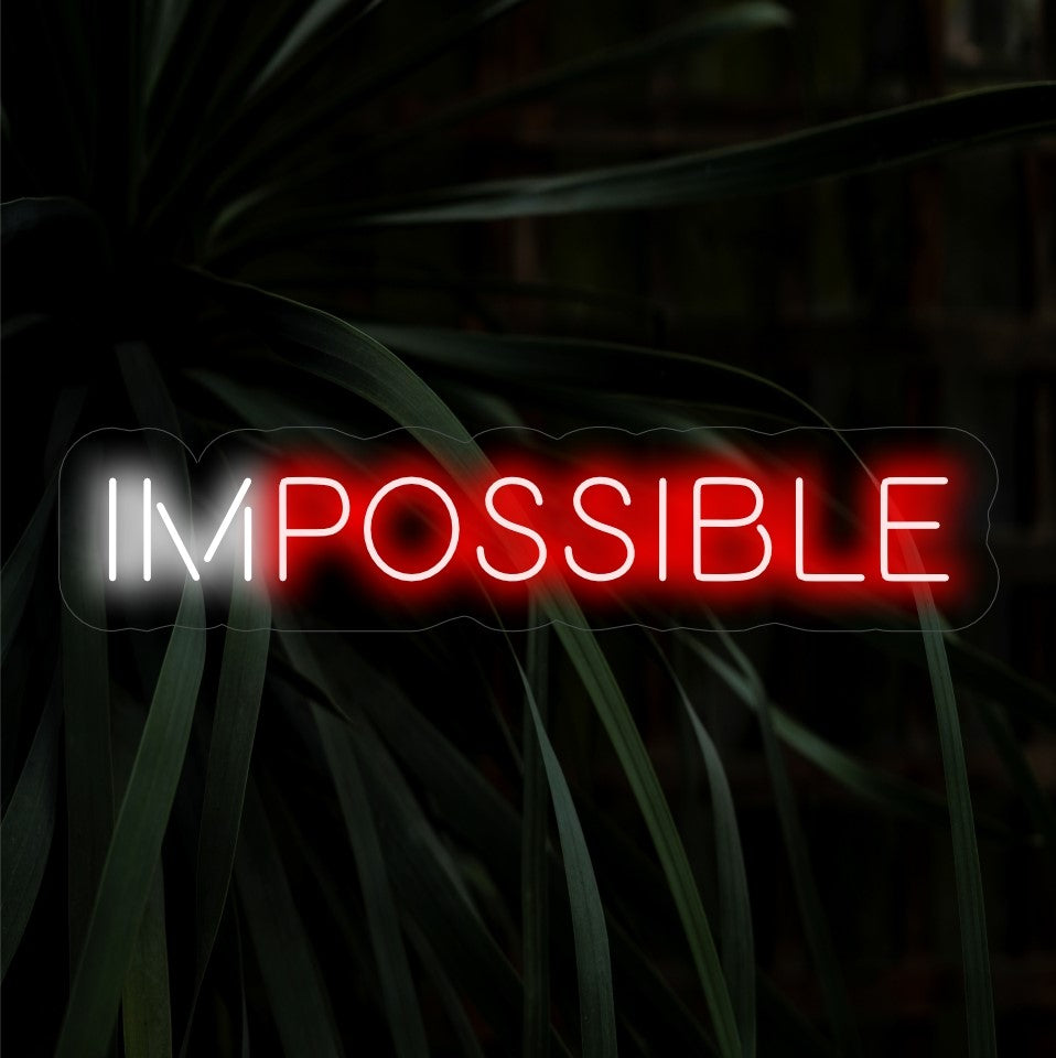 "Placa de neon impossível" - Uma adição ousada e motivacional, inspirando você a encarar desafios e transformar o impossível em possível com seu brilho neon vibrante.