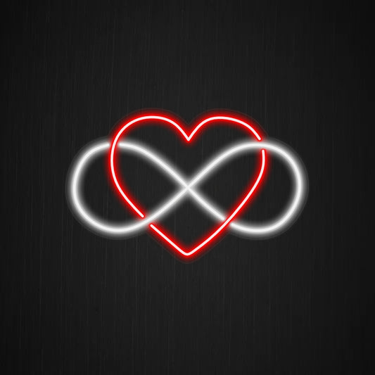 "Infinity Heart Neon Sign" - A symbol of eternal love, this captivating neon light adds a romantic and timeless touch to any space with its warm glow.