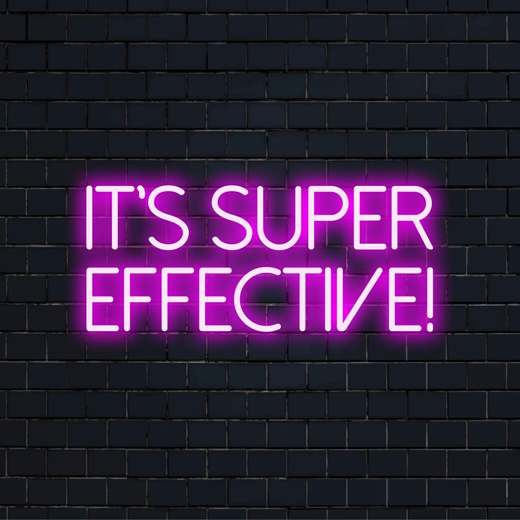 Letreiro de neon LED vibrante exibindo "É supereficaz" com uma fonte divertida, perfeita para adicionar um toque divertido a qualquer espaço.