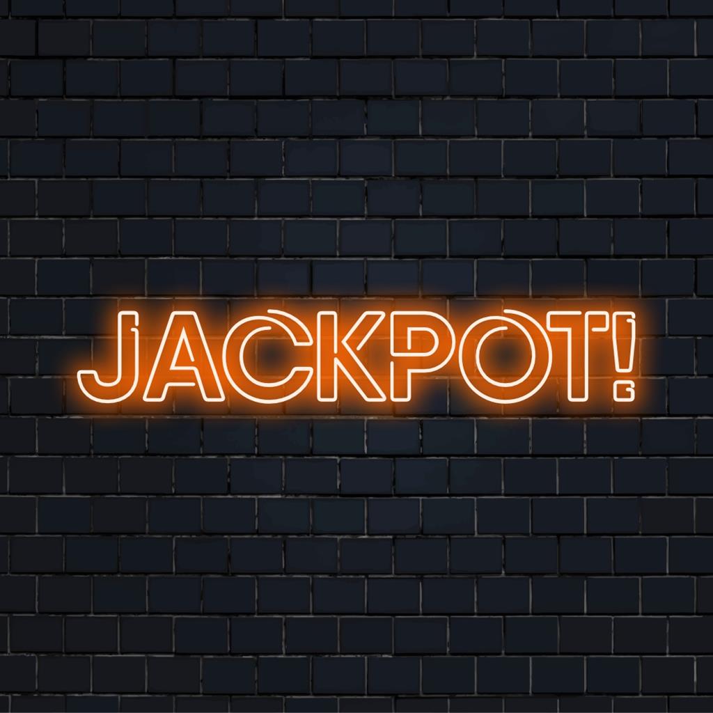 Placa de neon LED personalizada com energia Jackpot! exclusiva, perfeita para decoração de parede vibrante e entusiastas de arte neon.