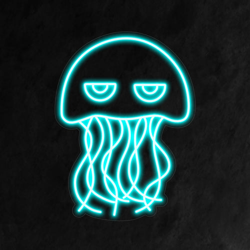 "Placa de neon de água-viva" - Ilumine seu espaço com a beleza tranquila de uma água-viva brilhante, adicionando um toque de serenidade subaquática ao seu redor.
