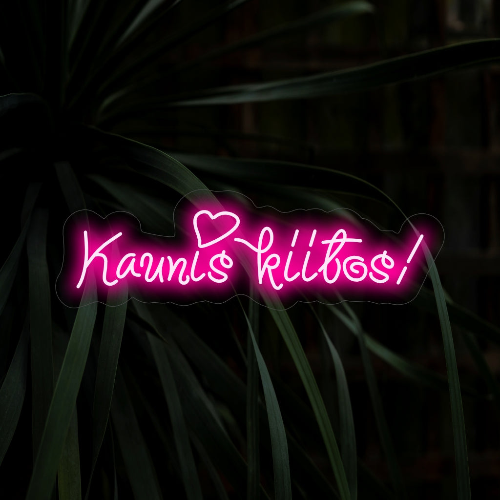 "Kaunis Kiitos! Letreiro de Neon" - Ilumine sua gratidão com este lindo letreiro de neon. Seu brilho aconchegante adiciona um toque de elegância a espaços onde a gratidão é valorizada.