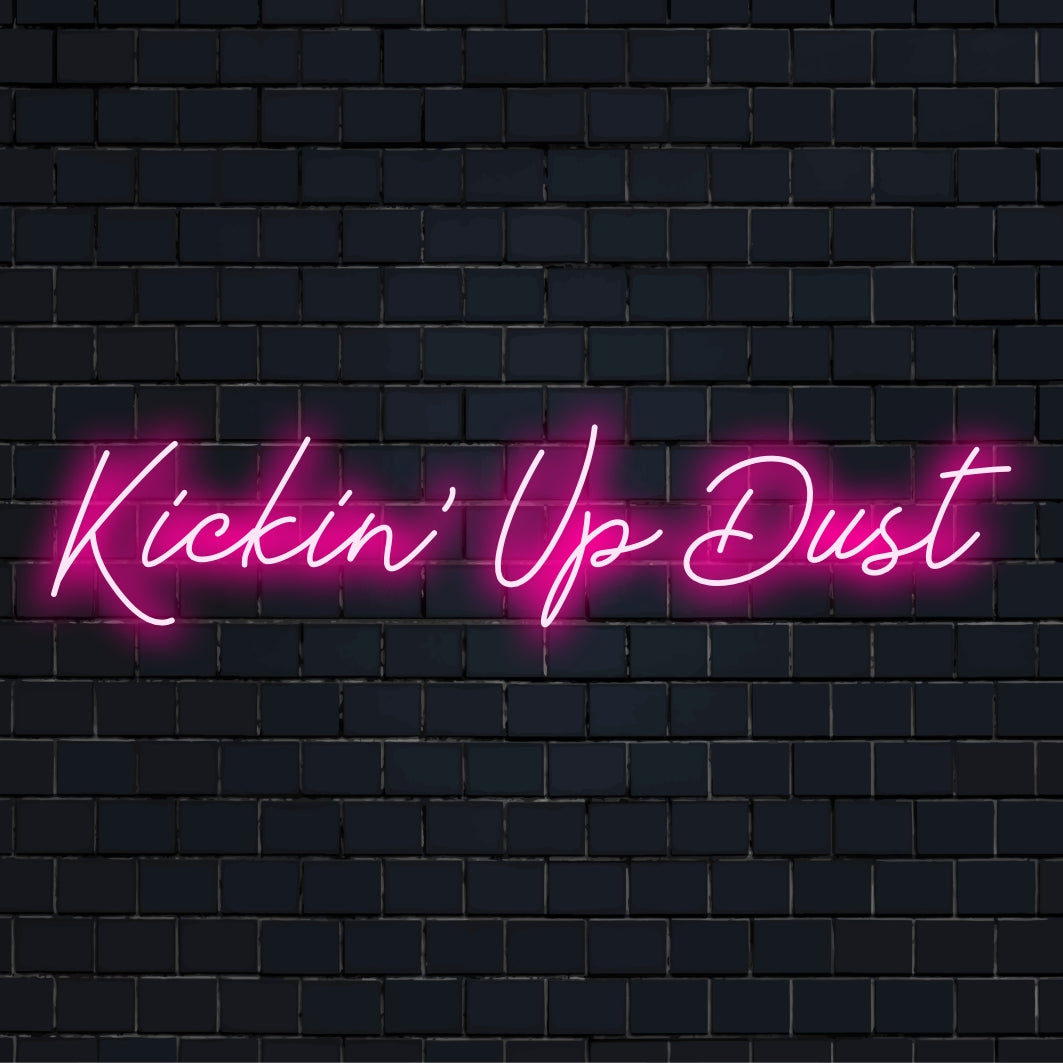 Placa de LED neon vibrante Kickin' Up Dust, perfeita para decoração de parede ousada; uma peça personalizada que ilumina qualquer espaço com energia.