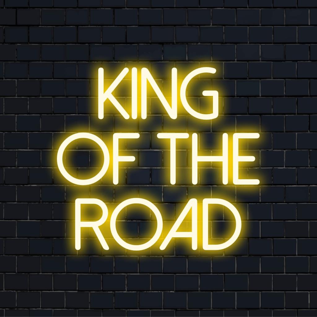 Placa de LED neon personalizada "King Of The Road", decoração de luz neon perfeita, arte de parede personalizada para amantes de bicicletas.