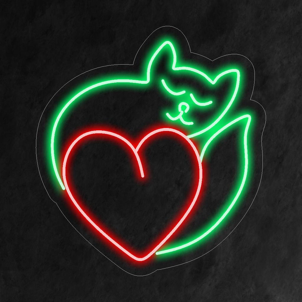 "Placa de Neon com Coração de Gatinho" é um toque charmoso para o ambiente de qualquer amante de gatos, irradiando aconchego com seu adorável design felino. Uma luz neon que captura a essência do coração brincalhão de um gato.