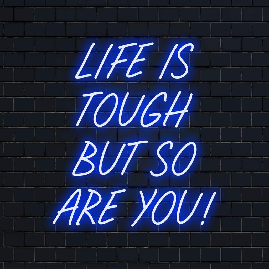 A vida brilhante é difícil, mas você também é! Placa de neon de LED personalizada; mistura perfeita de decoração neon motivacional e arte personalizada.