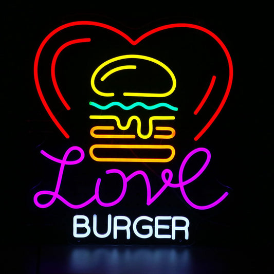 Letreiro Luminoso "Burger Love"