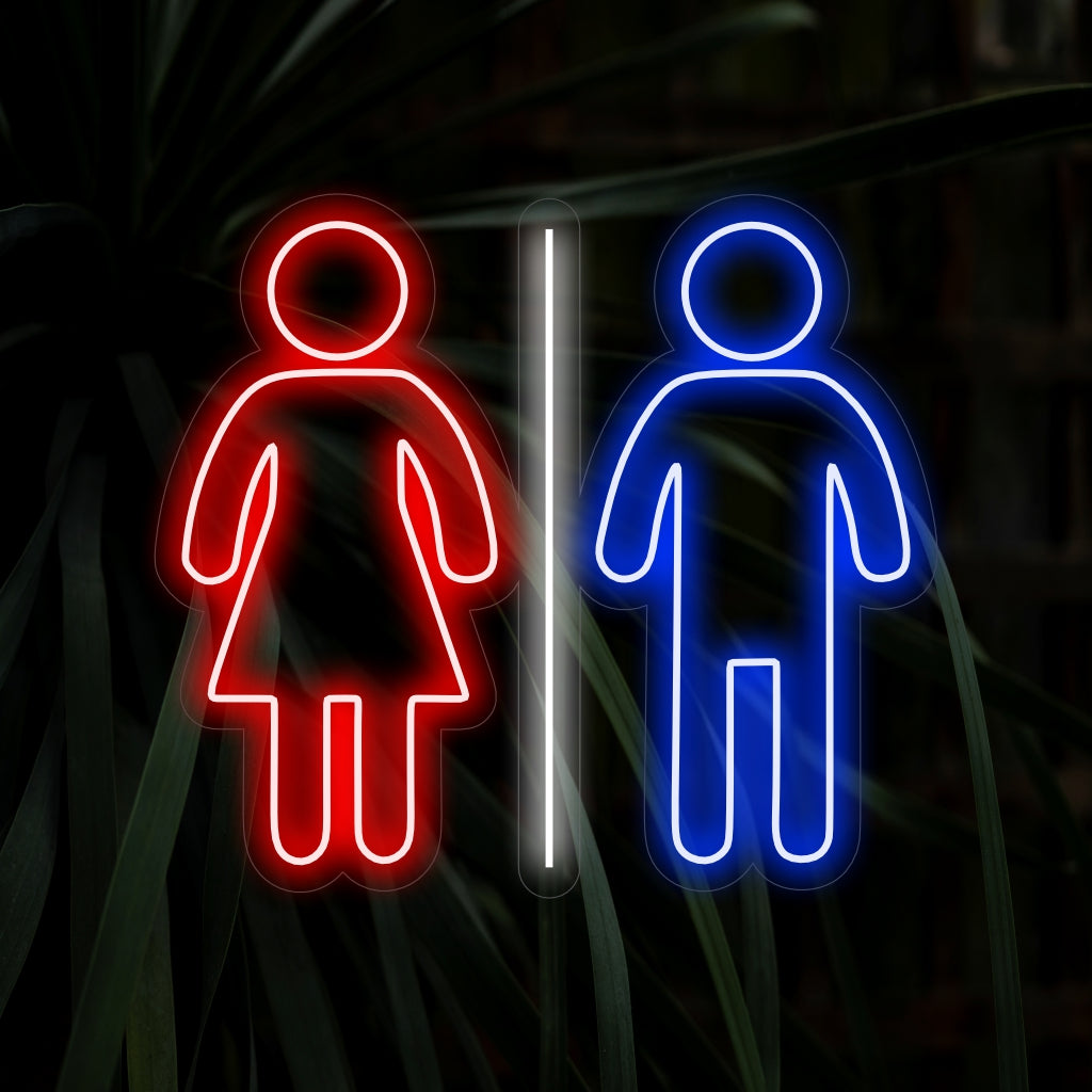 "Placa de neon para banheiros masculinos e femininos" é um acessório prático e essencial para áreas de banheiros, proporcionando uma sinalização clara e elegante. Ilumine com a praticidade do banheiro!
