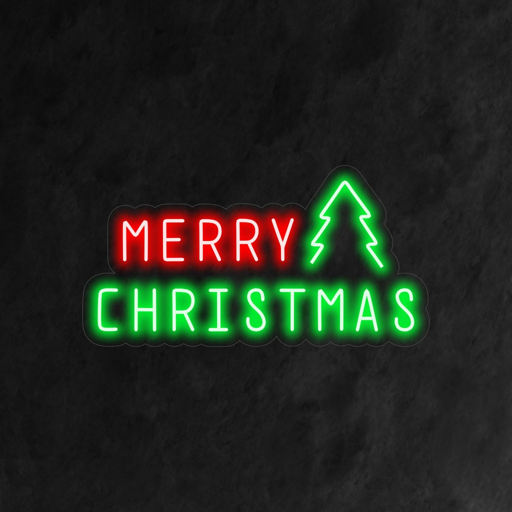 "Placa de neon com Árvore de Feliz Natal" é um complemento tradicional e festivo para o seu interior com tema natalino. Uma luz neon que destaca a icônica árvore de Natal.