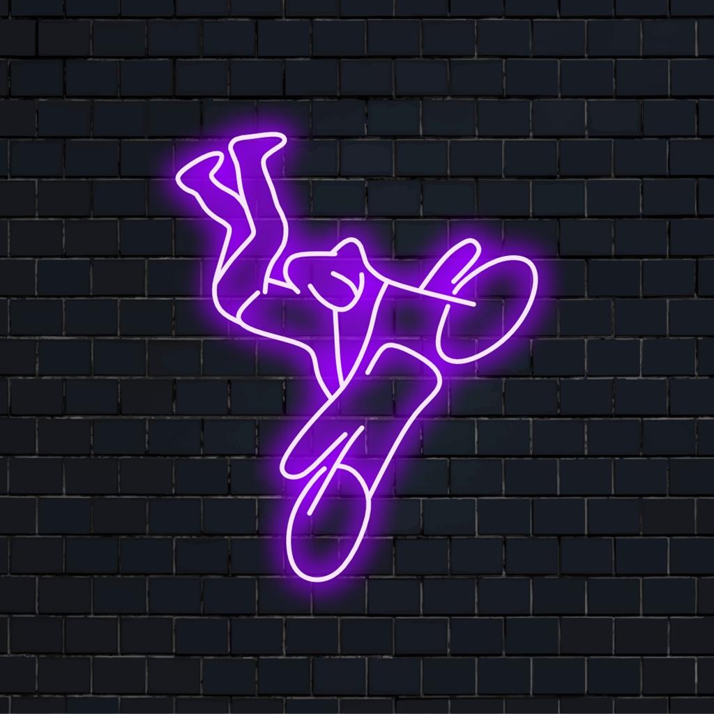 Placa de LED neon acrobática dinâmica de motocicleta, perfeita para arte de parede neon vibrante e decoração personalizada com luz neon.