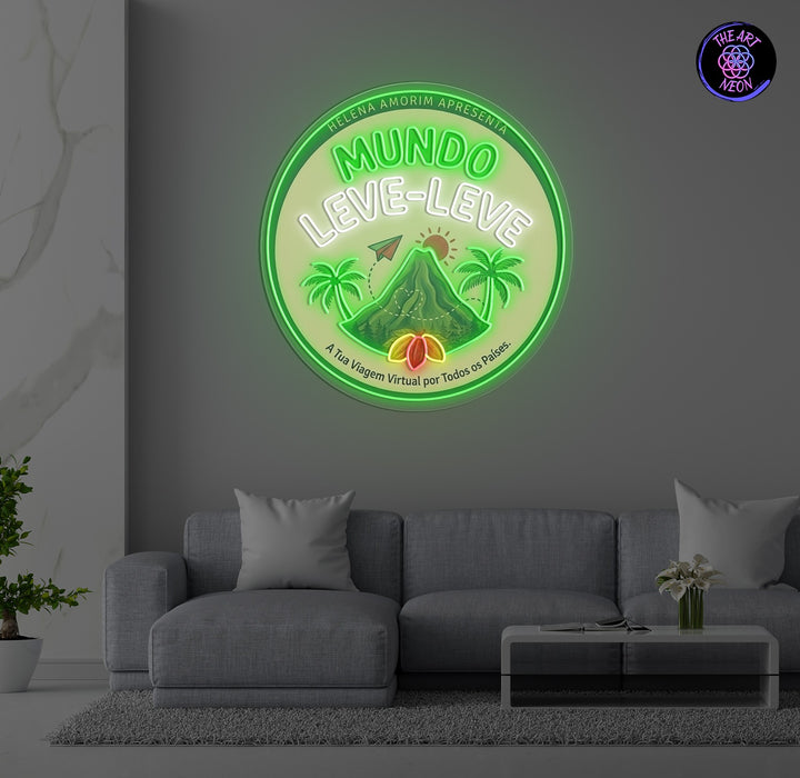 Illustrative multicolour commercial logo neon mockup