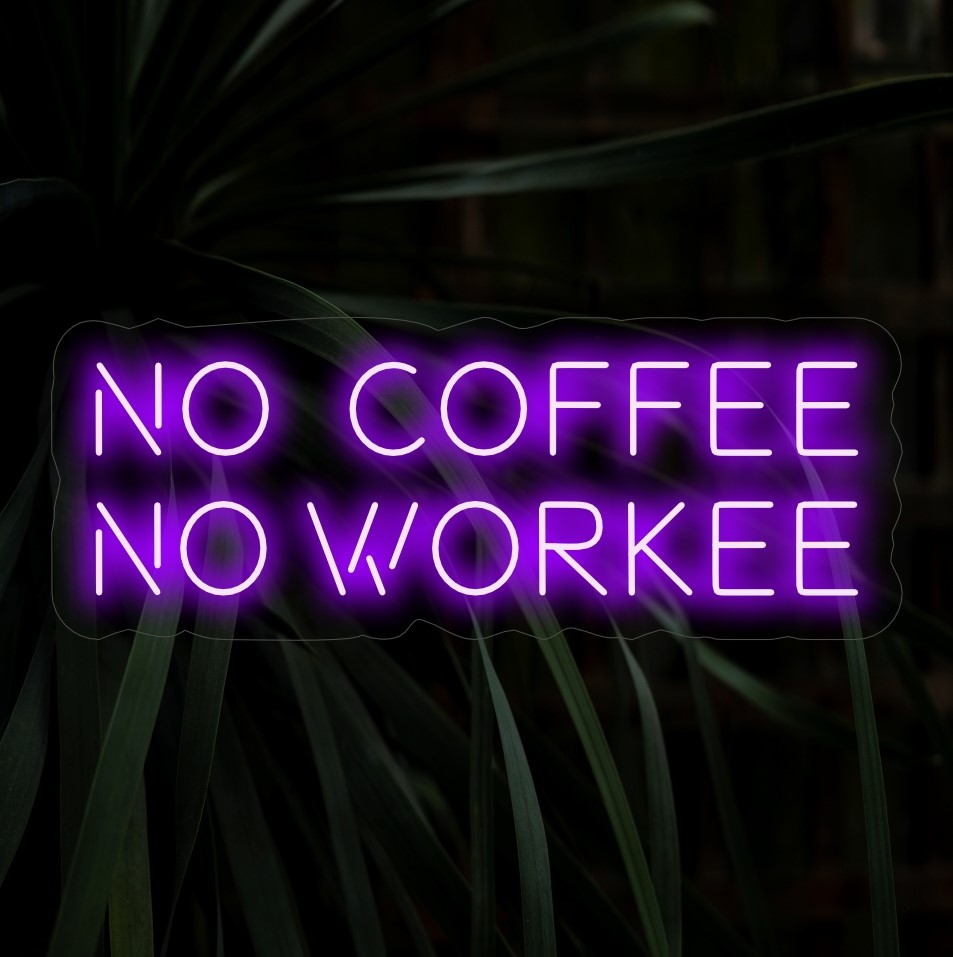 "Placa de neon "Sem Café, Sem Trabalho" é uma adição divertida e bem-humorada, perfeita para amantes de café e espaços com uma atmosfera leve. Ilumine com diversão inspirada no café!