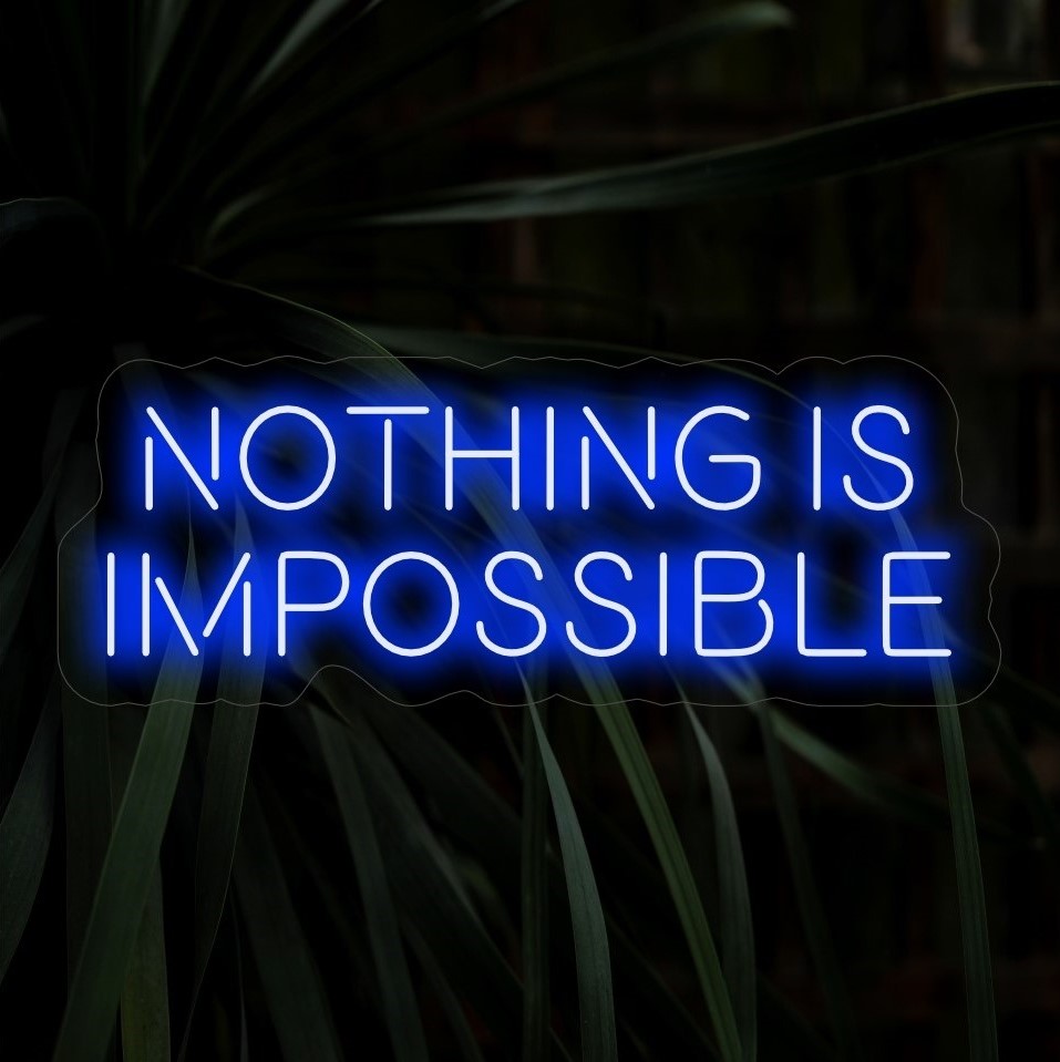 O letreiro de neon "Nada é Impossível" é uma adição inspiradora e otimista, perfeita para espaços que inspiram confiança e perseverança. Ilumine com possibilidades ilimitadas!