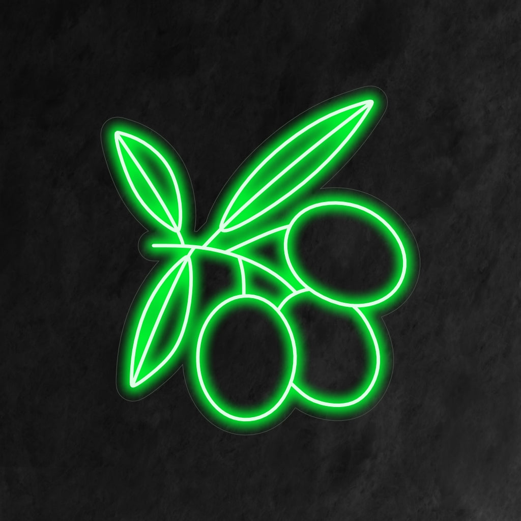 "Olive Branch Neon Sign" é uma adição elegante e inspirada na natureza para o seu interior. Uma luz neon que simboliza paz e abundância com um design clássico de ramos de oliveira.